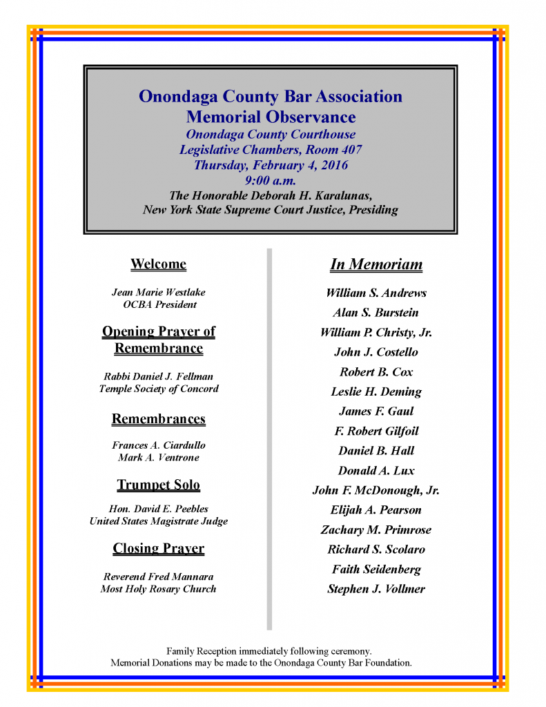 2016 Final Program Memorial